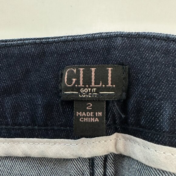 G.I.L.I Got It Love It Wide Leg Side Zipper Women's size 2 Darl Blue Denim Jeans - Picture 3 of 5